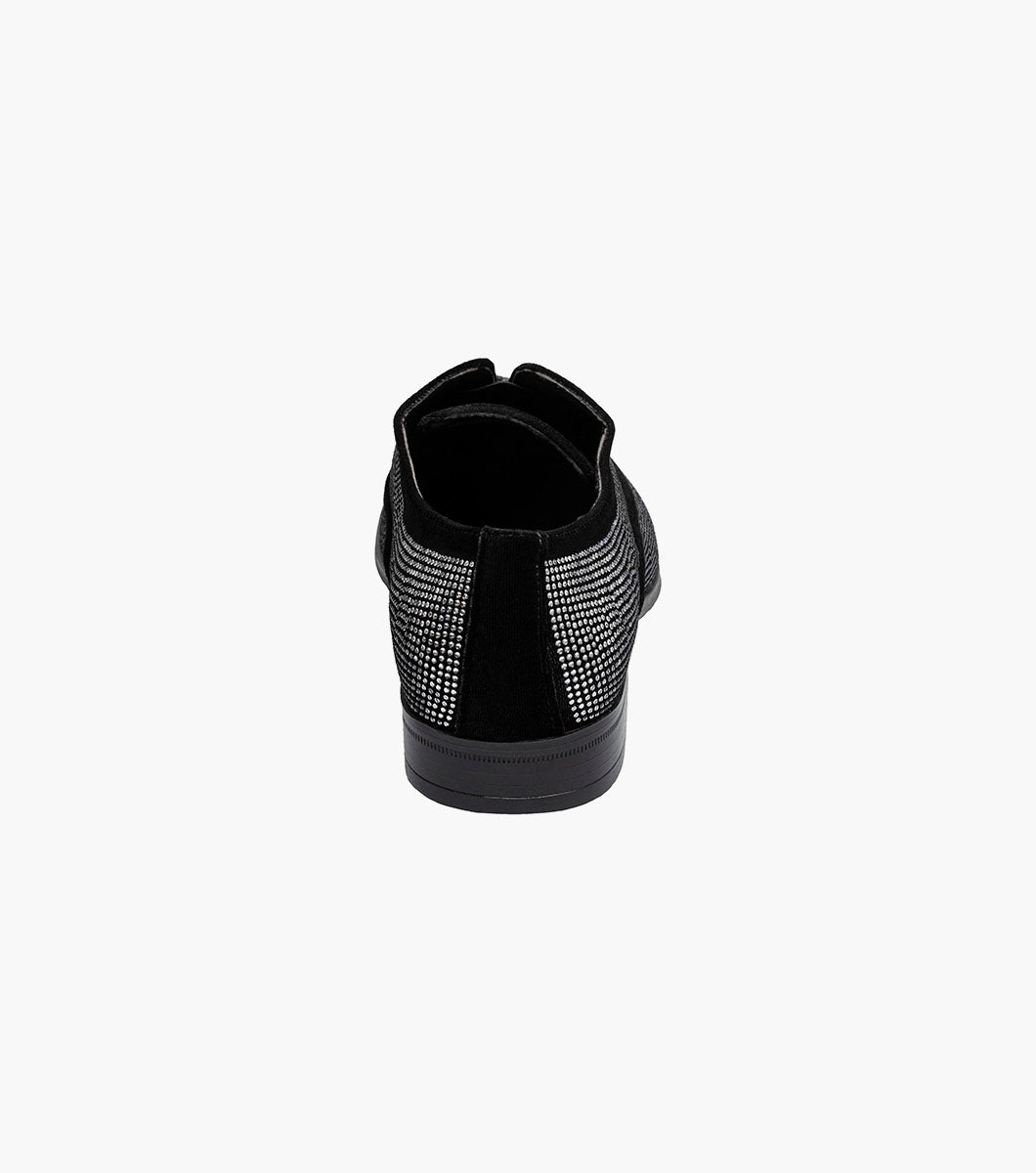 Stacy Adams STARLEIGH Rhinestone Plain Toe Slip On Black and Silver by Stacy Adams Shoes