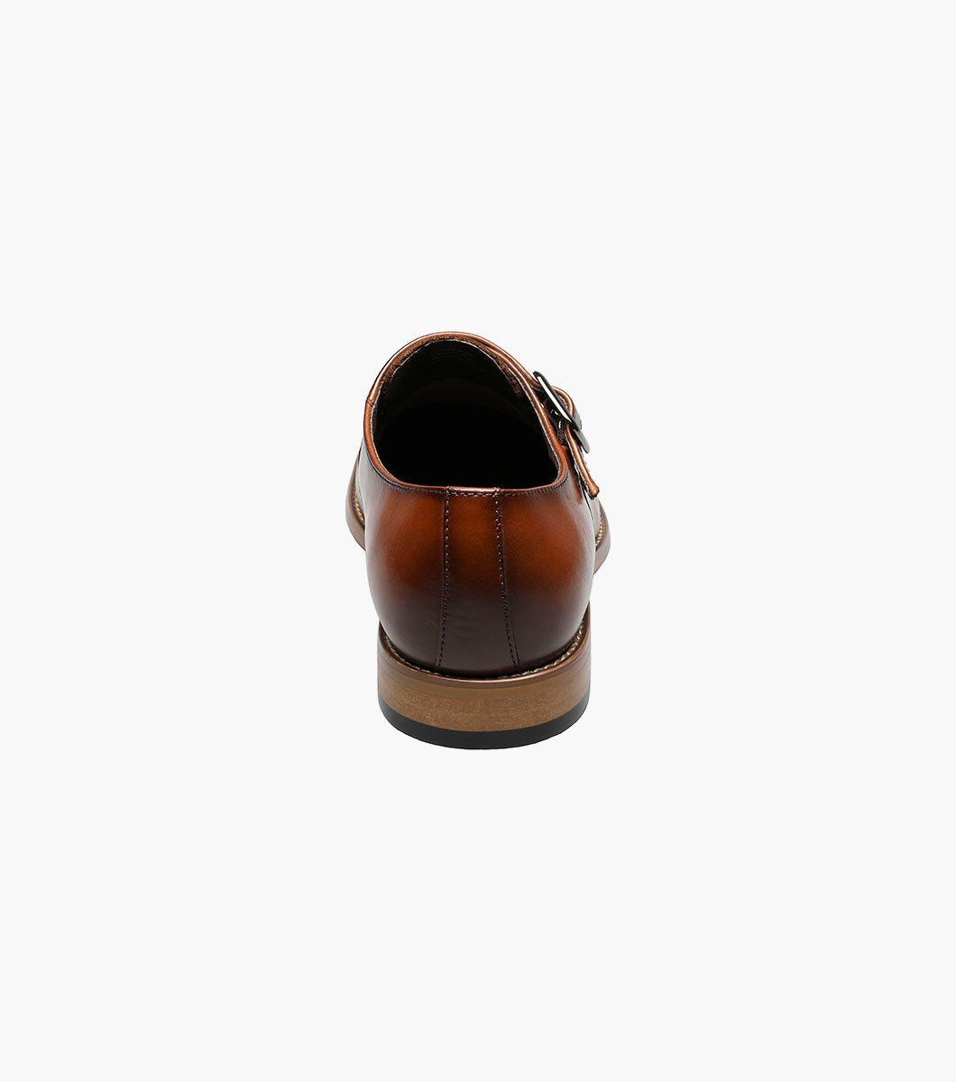Stacy Adams DESMOND Cap Toe Monk Strap Cognac by Stacy Adams Shoes