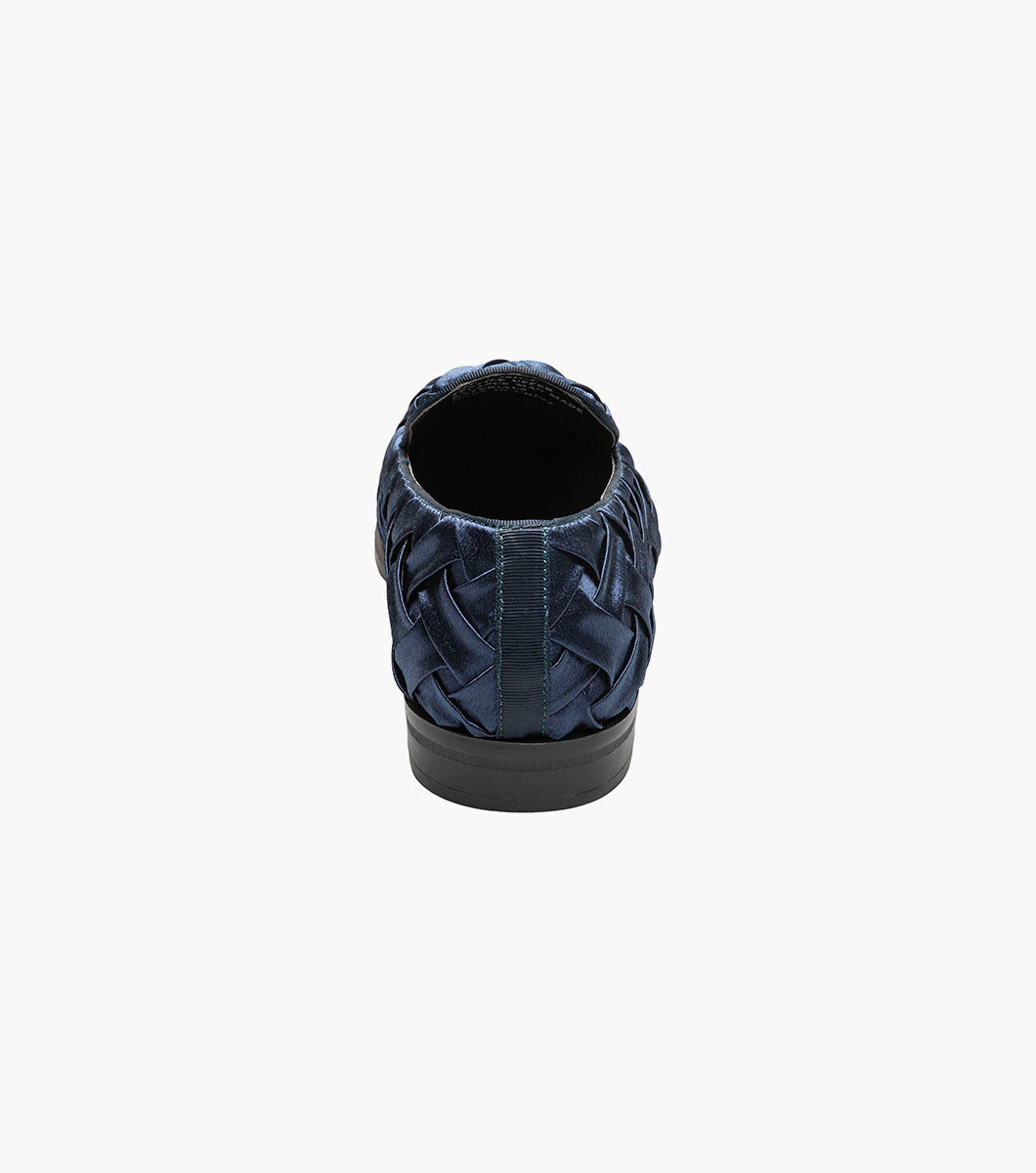 Stacy Adams SAVOIR Plain Toe Satin Slip On Navy by Stacy Adams Shoes
