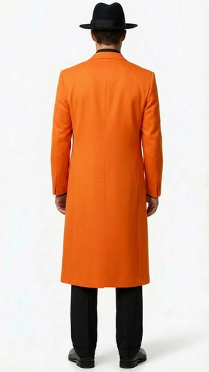 Mens halloween Costume Orange Long Zoot Suit Set With Black Shirt and Black Pants included