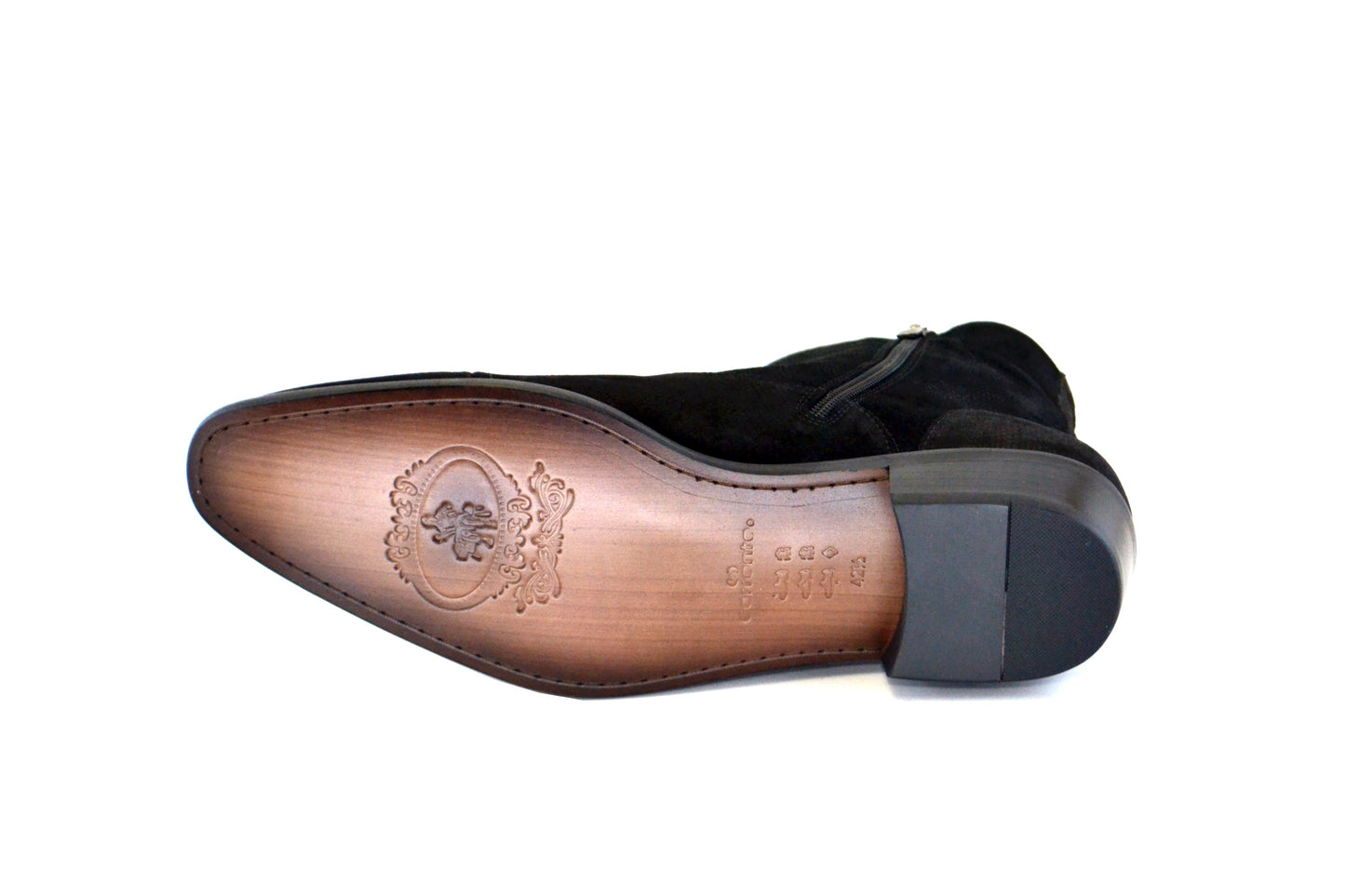 C191-1547-Lizard print Black Suede