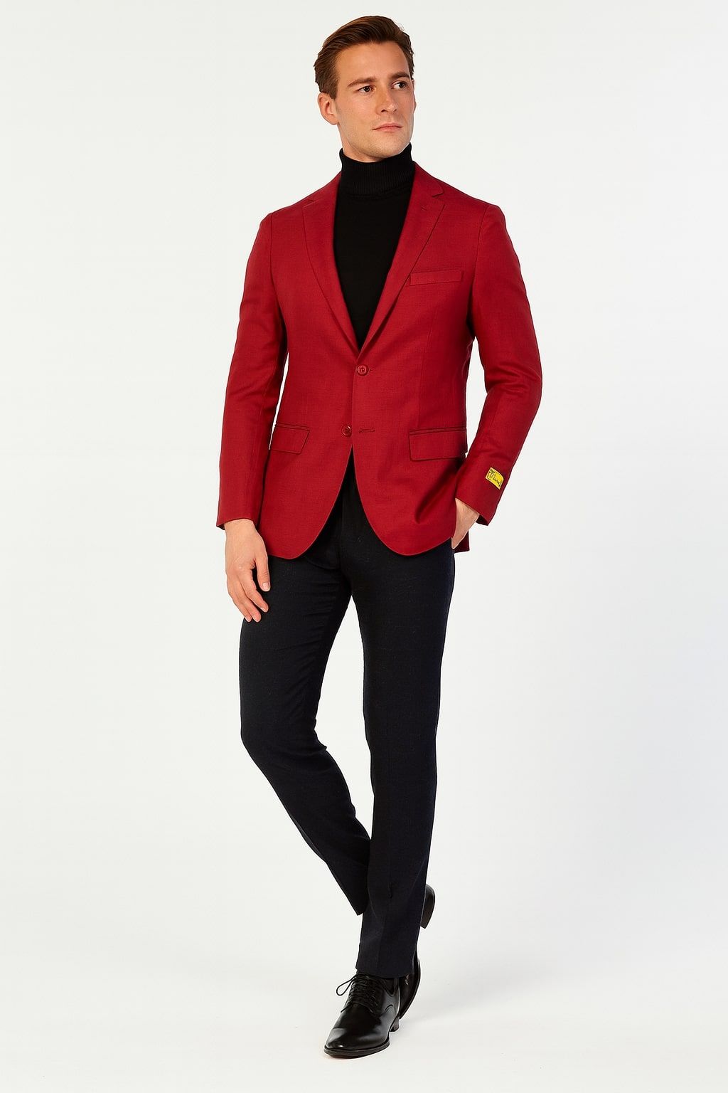 Men's Burgundy Red Two-Button Sport Coat