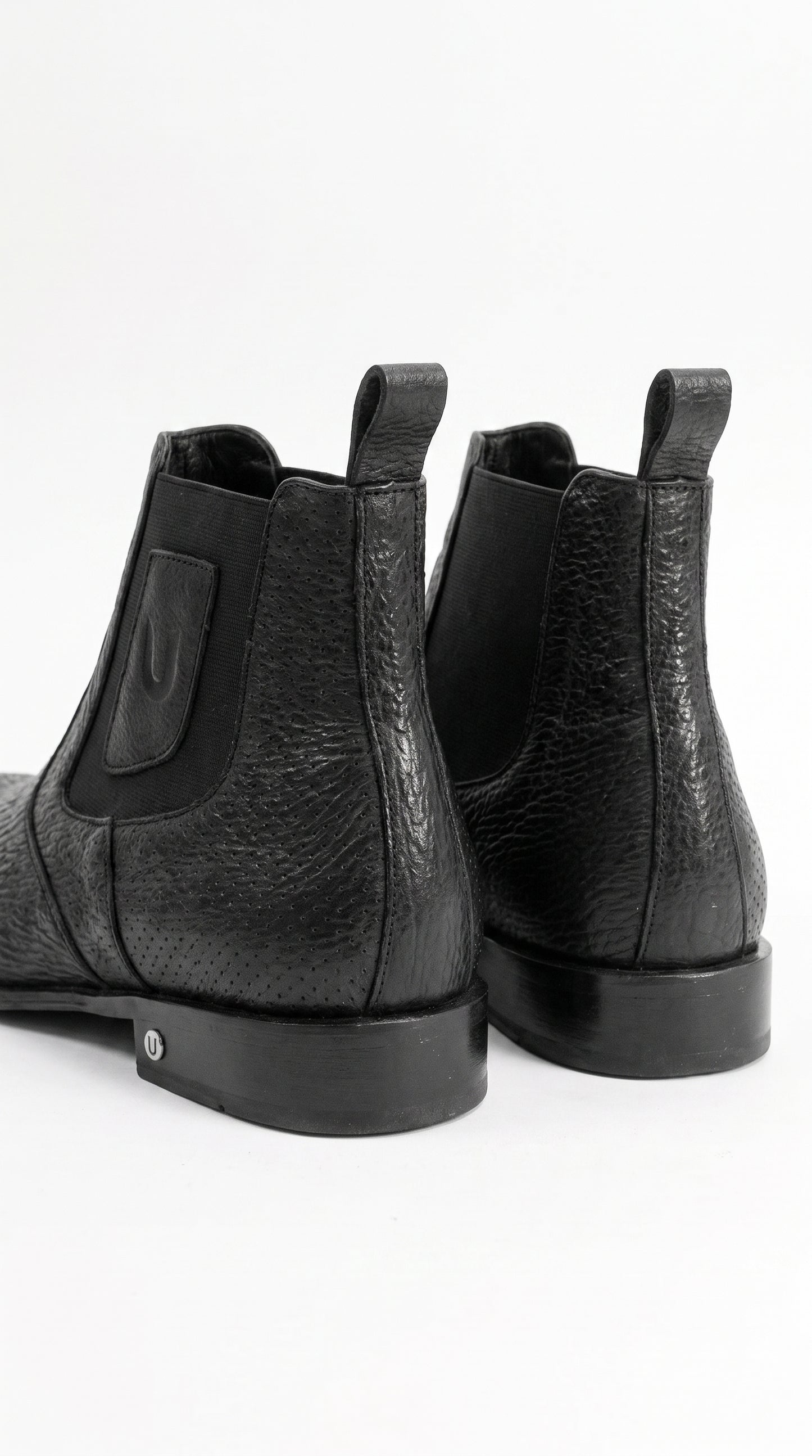 Men’s Shark Skin Cowboy Boots – Black Exotic Leather Western Chelsea Ankle Boots by Vestigium