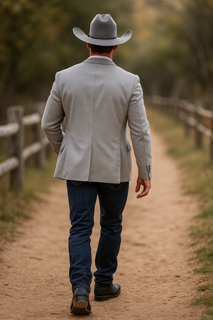 Western Cowboy Blazer for Men Rugged Grey with Modern Fit