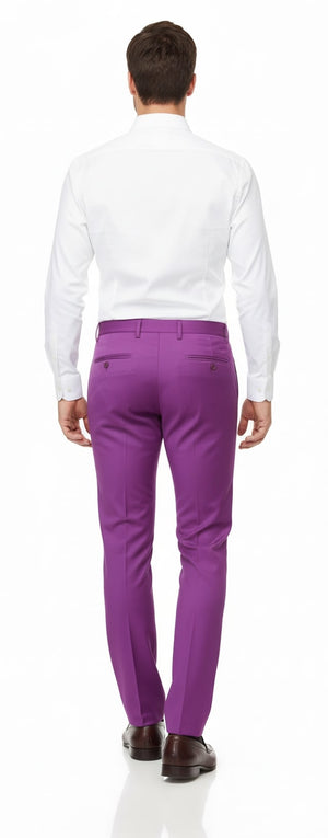 Mens Slim Fit Light Purple Dress Pants Modern Formal Trousers for Business, Weddings and Parties