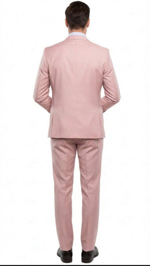 Mens Blush Pink and Gold Three-Piece Suit Tailored Fit Formal Wedding, Vested Suit By Rossiman