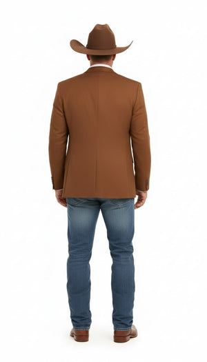 Mens Rust Copper Brown Western Blazer Cowboy Style Classic Tailored Jacket for Weddings, Rodeos and Country Events