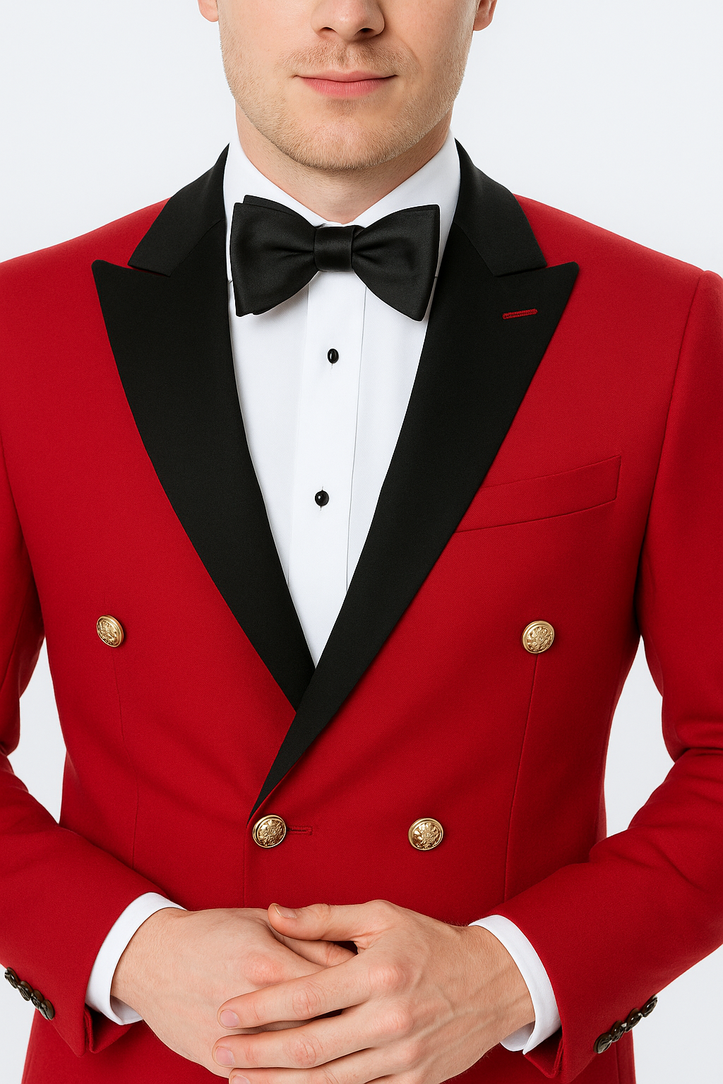 Red Double Breasted Tuxedo with Velvet Peak Lapel - Wedding - Prom Red Tuxedos for Prom