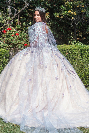 3D Butterfly Cape Ball Gown by GLS Gloria GL3501 - Quinceanera Dresses