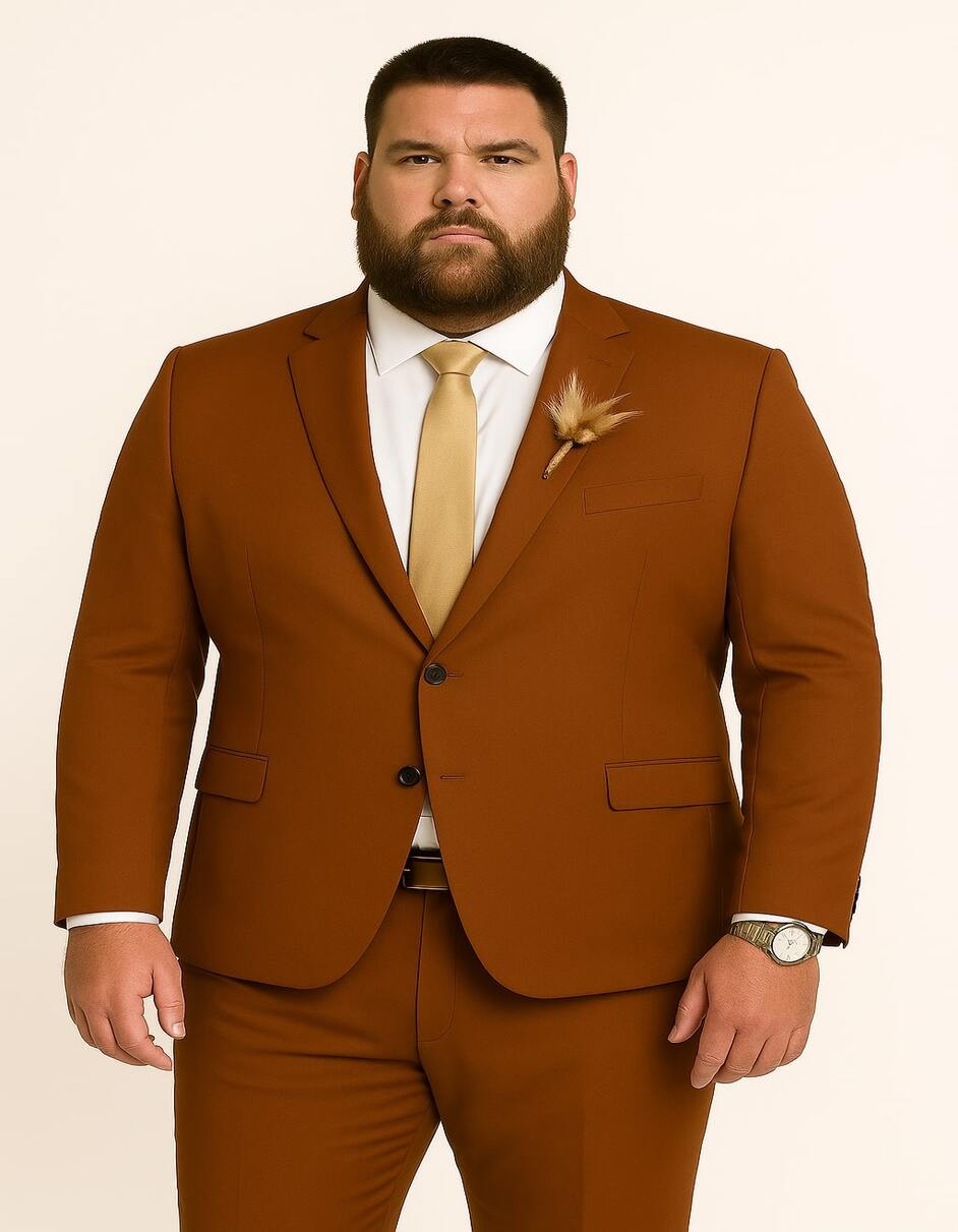 Mens Rust Brown Wedding Suit Modern Slim Fit Groom Suit for Fall Outdoor Ceremonies