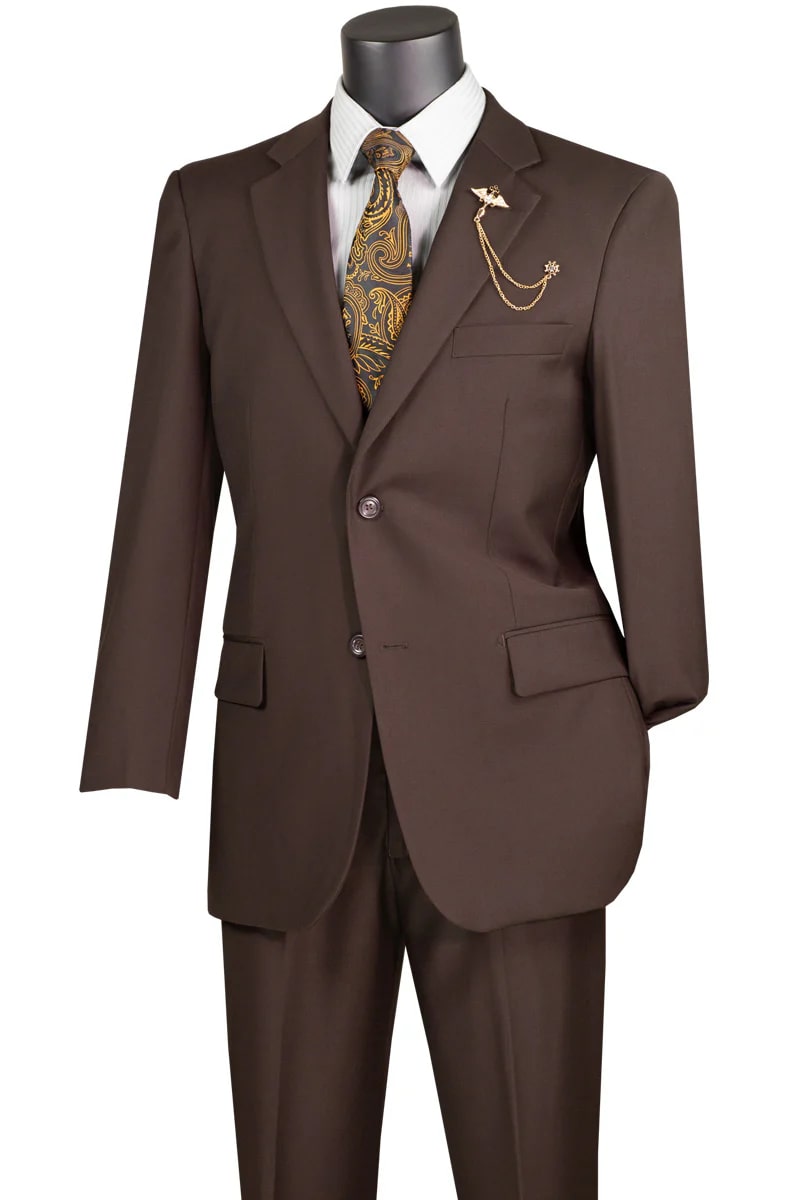 Mens Brown Modern Fit Suit Sleek 2-Button Tailored Look