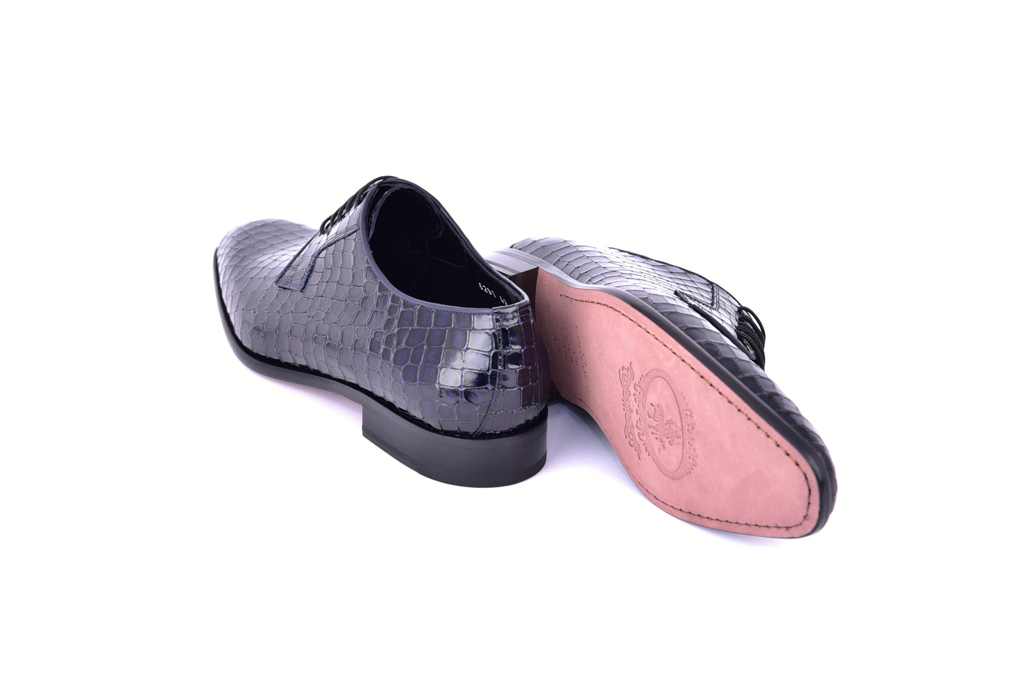C01507-6291C Croco Print Lace Up Navy