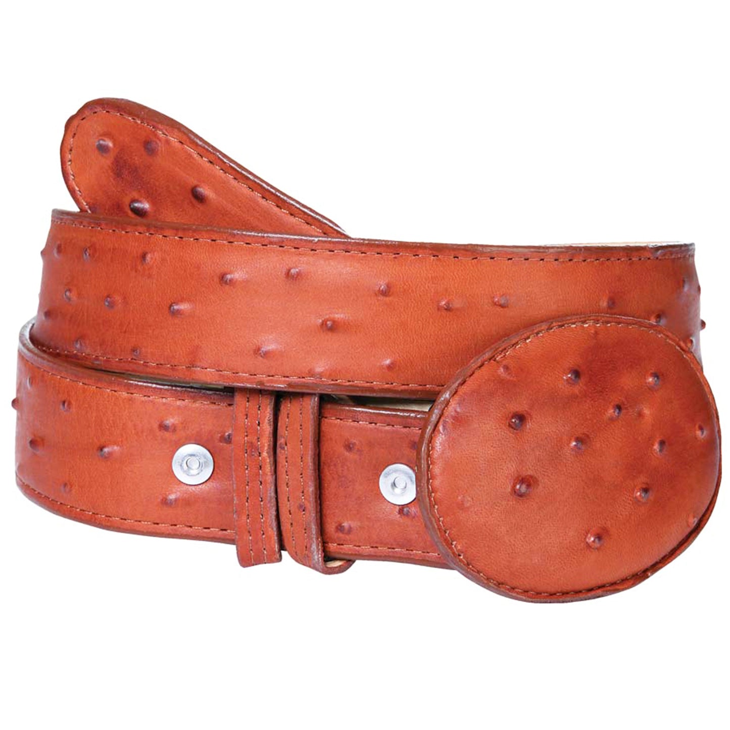 Ostrich Print Belt Cognac