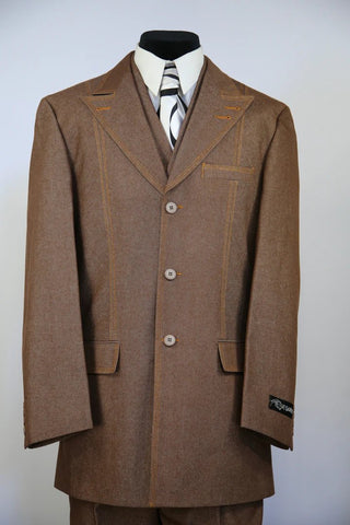 Denim Suit - Cotton Fabric Vested Suit - 3 Pieces Suit - Vested Fancy Suit