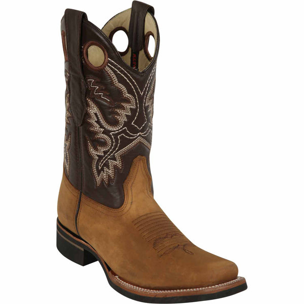 Tan Ankle Square Toe Boots