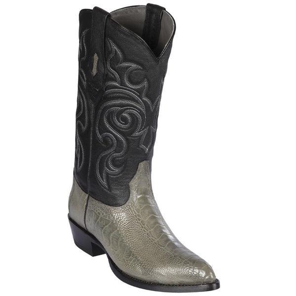 Grey Ostrich Cowboy Boots J-Toe