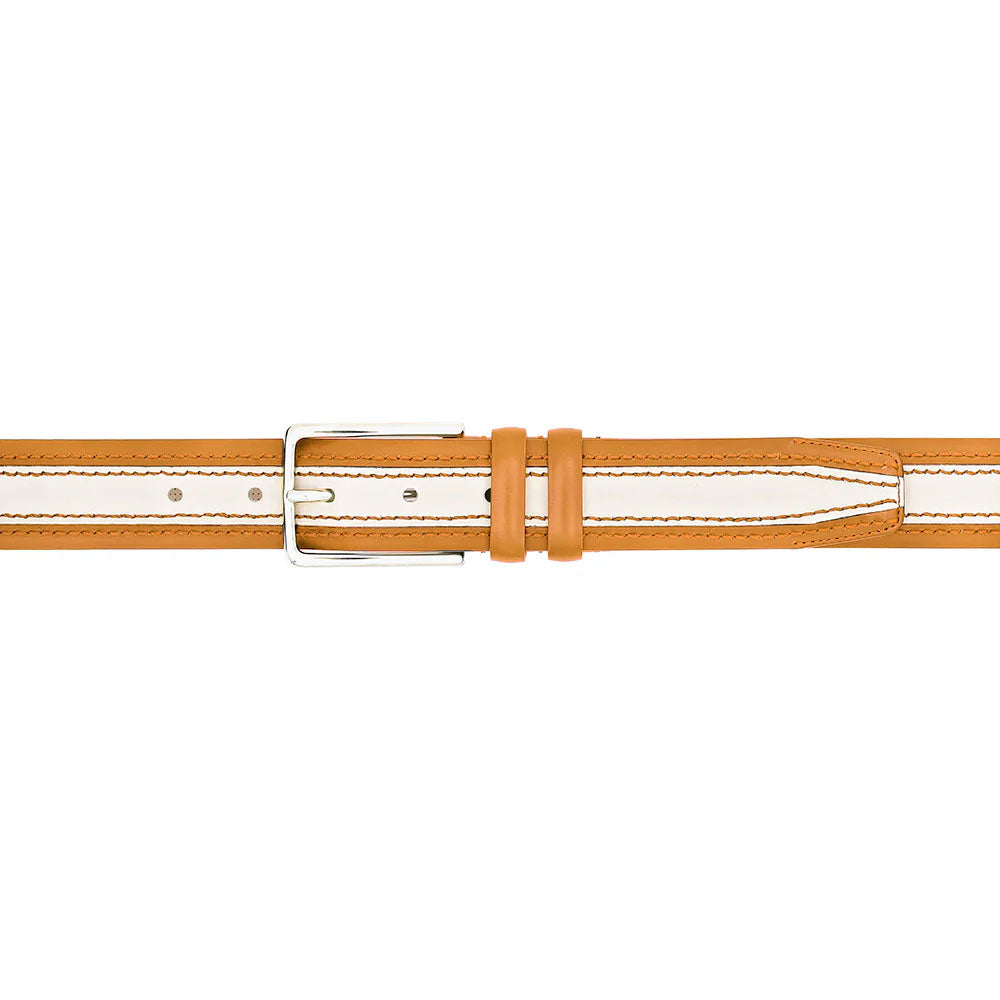 Mezlan Two-Tone Leather Belt Camel / Bone (AO11670)