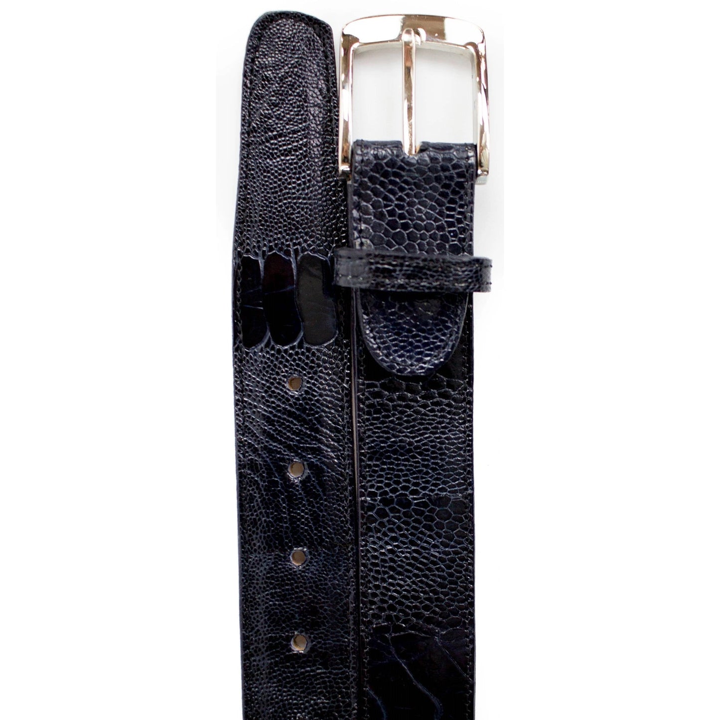 Mens Belvedere Ostrich Leg Dress Belt in Grey