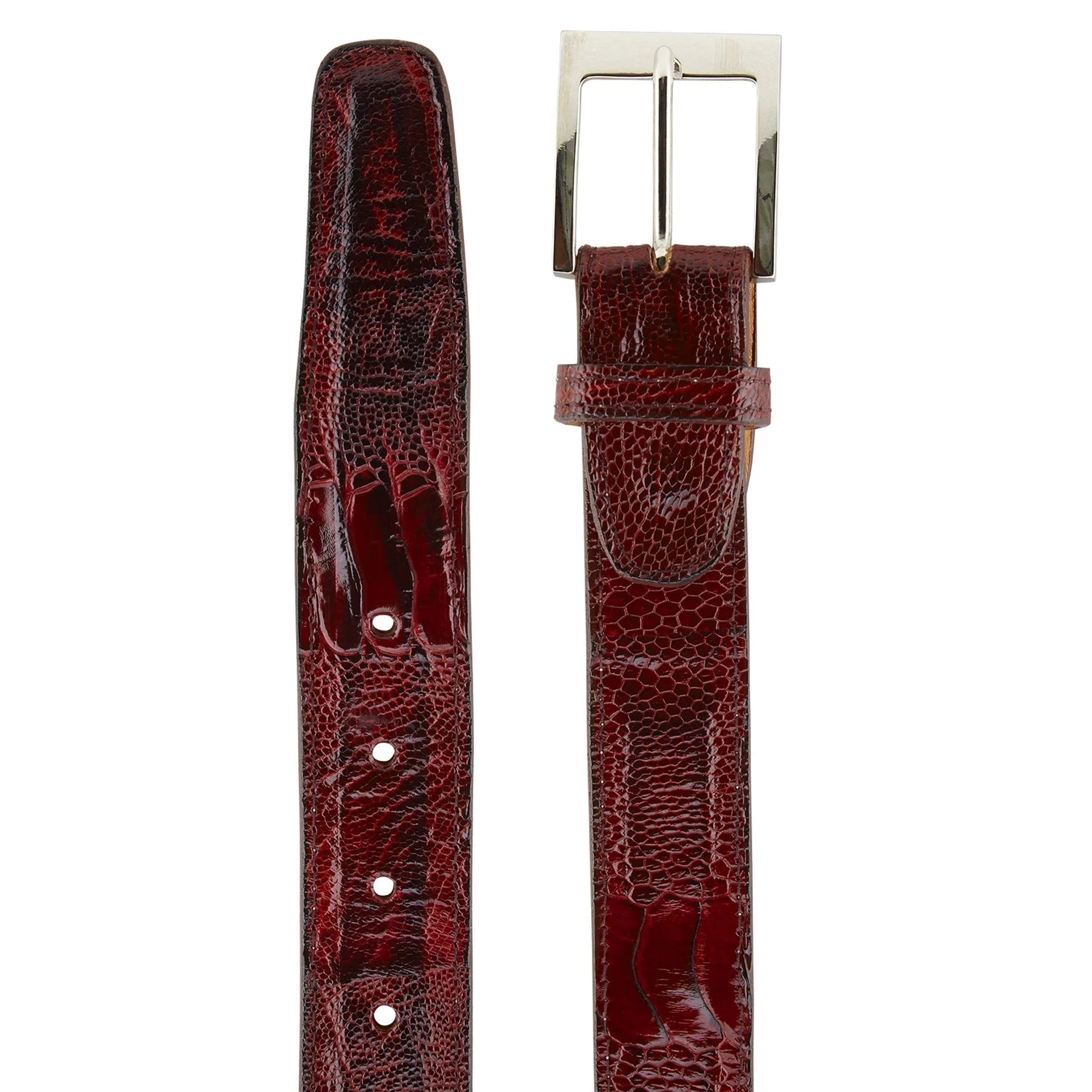 44W Mens Belvedere Ostrich Leg Dress Belt in Burgundy 44W Mens Belvedere Ostrich Leg Dress Belt in Burgundy