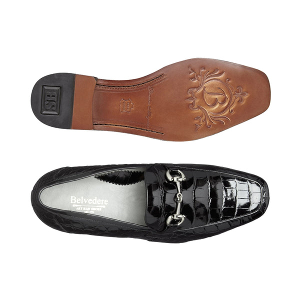 Belvedere Kingstone Black Genuine Alligator Loafer