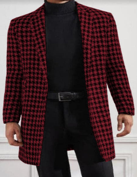 Burgundy Scarf Collar Lace-Up Overcoat