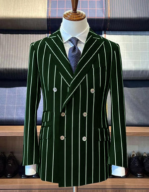 Black Pinstripe Suit - Gangster Suit - 1920's Suit - Double Breasted Suit