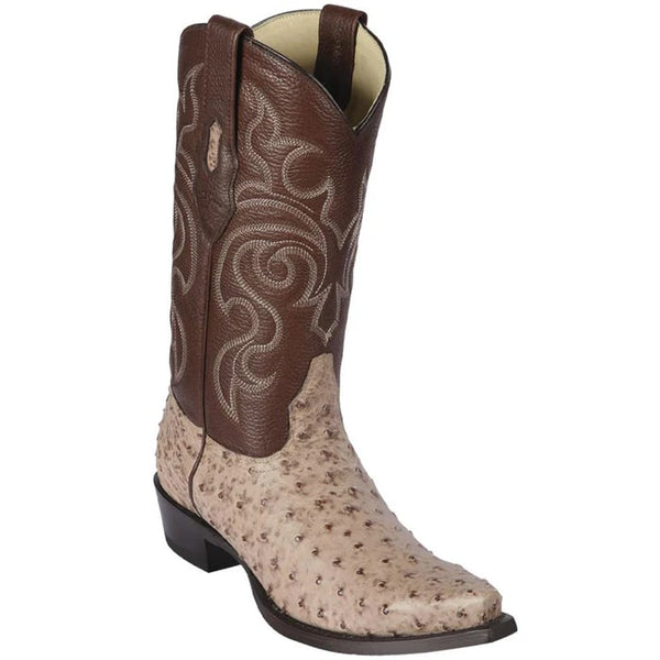 Los Altos Boots - Mens Dress Cowboy Boot - Low Priced Antique Saddle Ostrich Cowboy Boots- in Antique Saddle