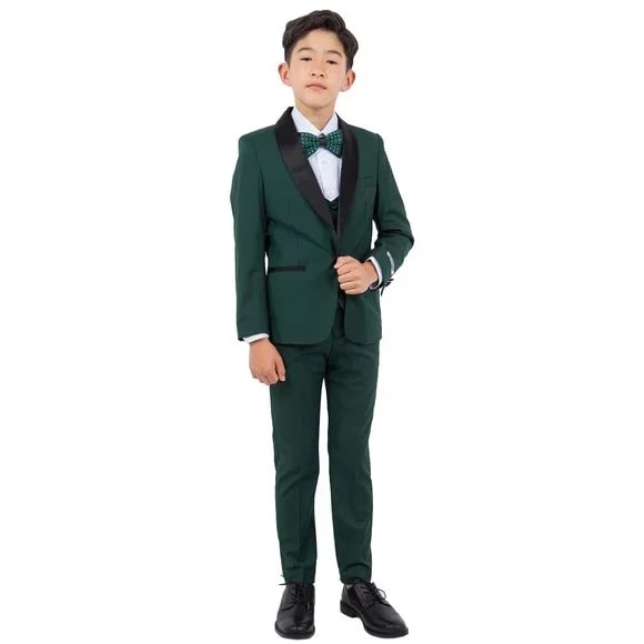 New Stacy Adams Boys Black Tuxedo Set, 5-Piece Black Shawl Collar - Men's Tuxedo USA