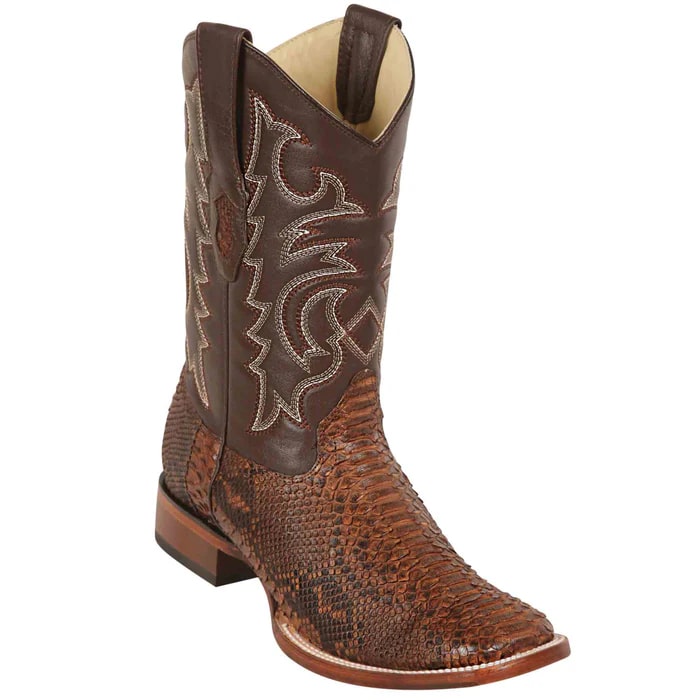 mens dress cowboy boots Los Altos Mens Dress Cowboy Boots, Brown Square Toe Western Snakeskin, Leather, for Men