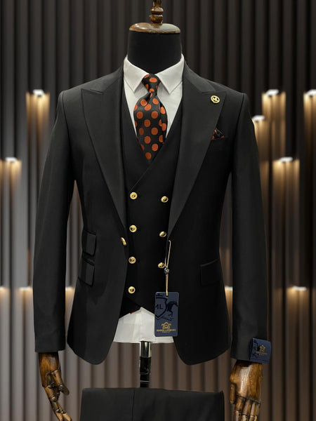 Slim Fitted Cut Double Breasted Suit With Gold Buttons Flat Front Pants - Cream ~ Ivory ~ Off White main image 0