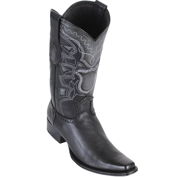 Los Altos Boots - Mens Dress Cowboy Boot - Low Priced Black Eel Cowboy Boots - in Black main image 0
