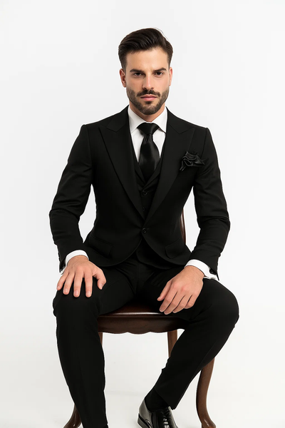 Suits With Baggy Pleated Pants - Wide Leg Pants 100% Wool - Classic Fit in Grey Color by Rossiman