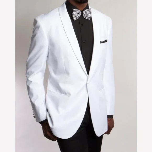Mens One Button White Tuxedo Blazer