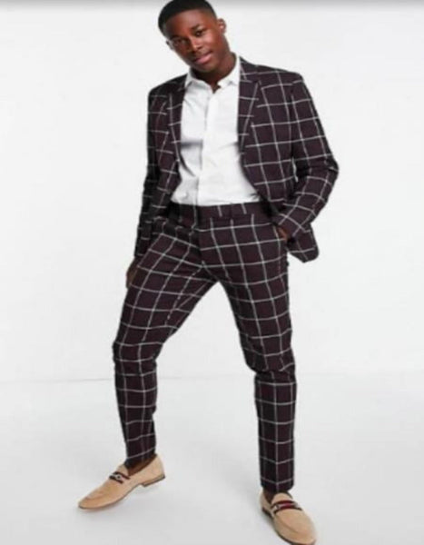 Mens Plaid Suit - Brown Windowpane Suit - 1920 Suits main image 0
