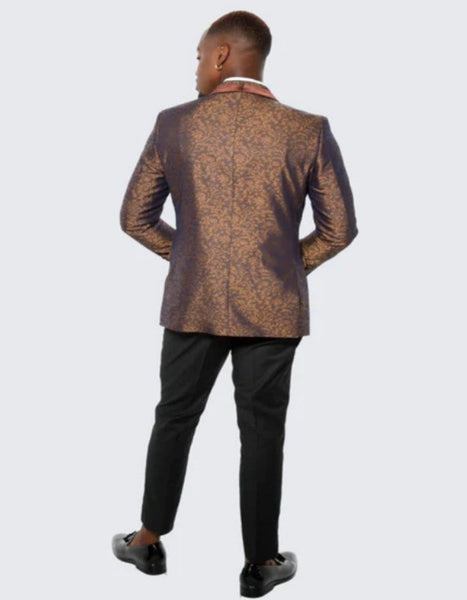 Men’s Silver Grey Tonal Paisley Tuxedo Jacket – Slim Fit Wedding & Prom Blazer