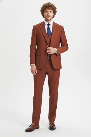 Brown Three-Piece Suit – Slim Fit