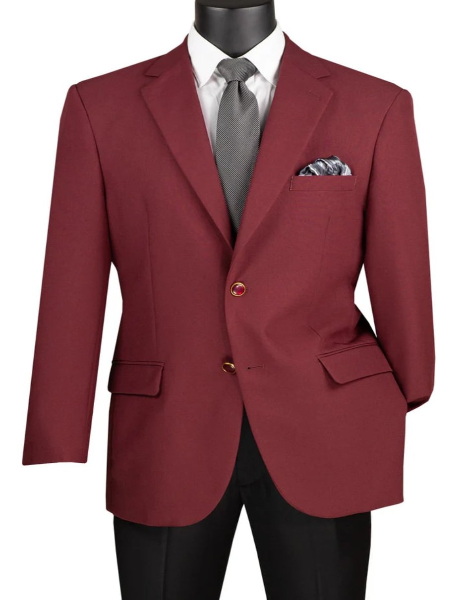 62 Mens Classic Fit Poplin Club Burgundy Sport Coat Blazer