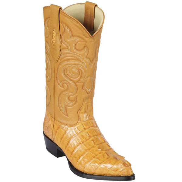 Los Altos Boots - Mens Dress Cowboy Boot - Low Priced Caiman Tail Mens European Square Toe Boots - in Burgundy main image 1