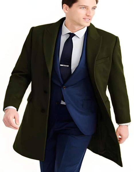Men's Dress Coat Caravelli Long Jacket  2 Buttons Style Men's Carcoat ~Three Quarter Black Long Men's Dress Topcoat -  Winter coat main image 0