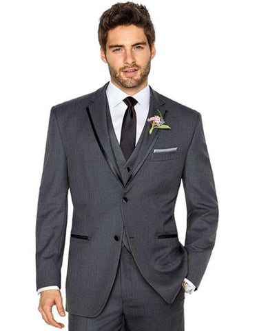Western Suit - Cowboy Tuxedo With Trim Collar - Slim Fitted Jacket And Pants - Charcoal Gray Tuxedo