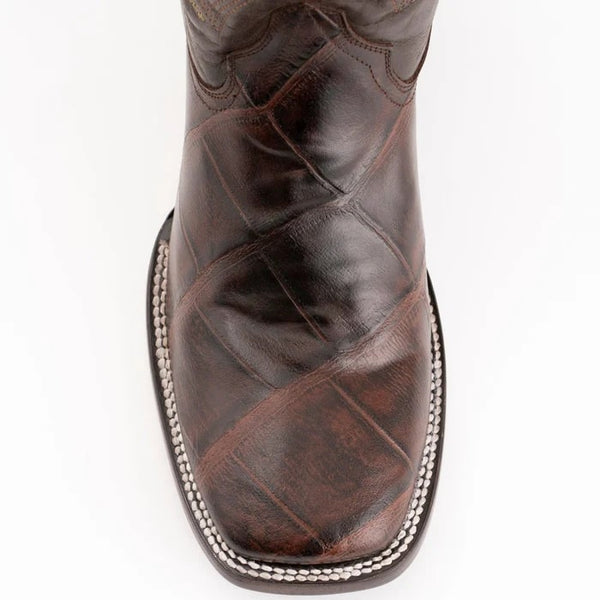 Ferinni Boot - Mens Dress Cowboy Boot  - Ferrini Men's Hunter Square Toe Boots Handcrafted - Brown
