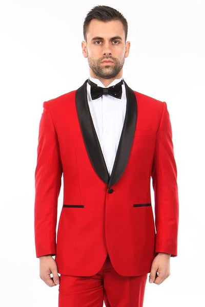 Axel Red Slim Fit Men Suits for Men with Shawl Lapel Fashion