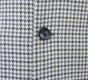 Blue Houndstooth Hybrid Fit Double Breasted Jacket