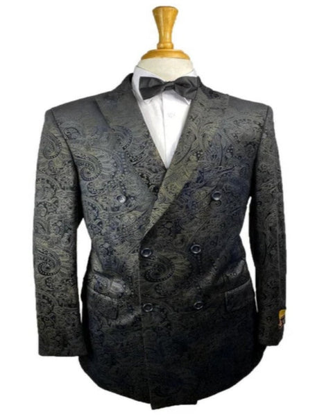 Men's  Two Button Black Velour Velvet Suit Vested Side Vents Tuxedo Black 2 toned Suit main image 0