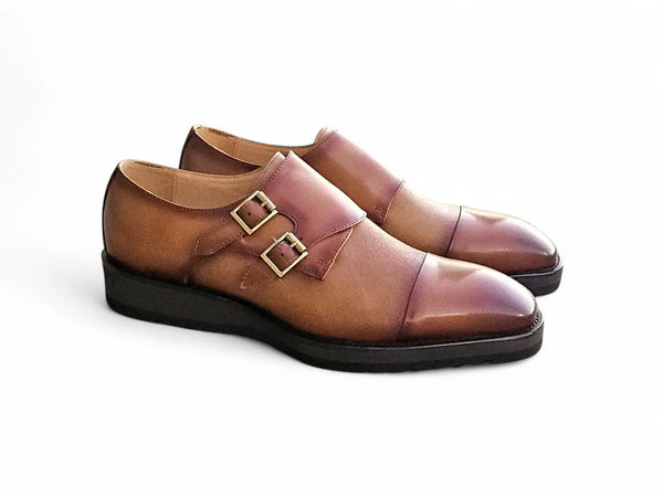 Double Monk Straps Leather Loafer