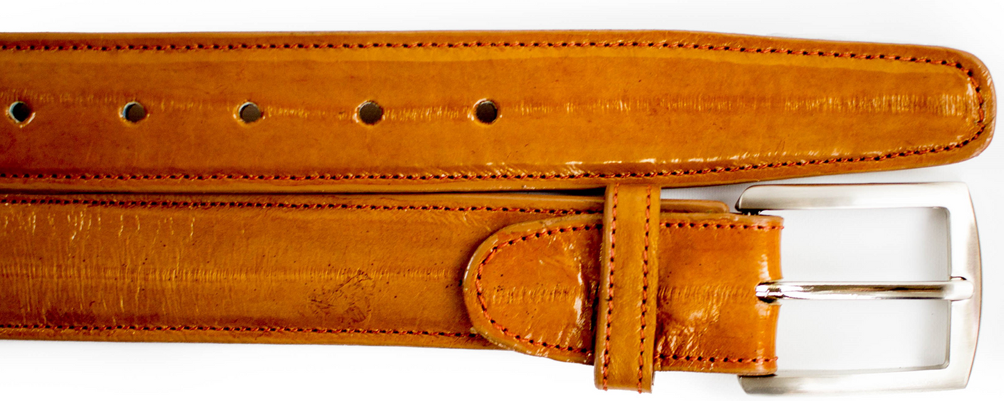 Belvedere Eel Belt - Camel Genuine Eel Leather Luxury Shoe
