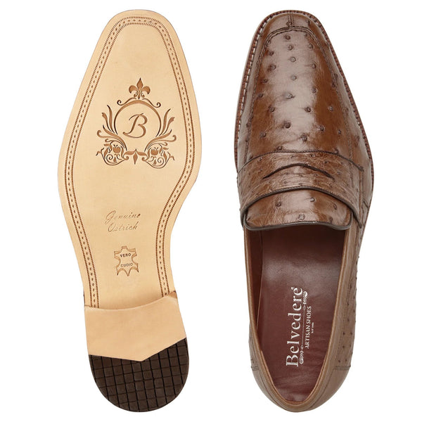 Belvedere Espada Black Ostrich Quill Penny Loafer for Men