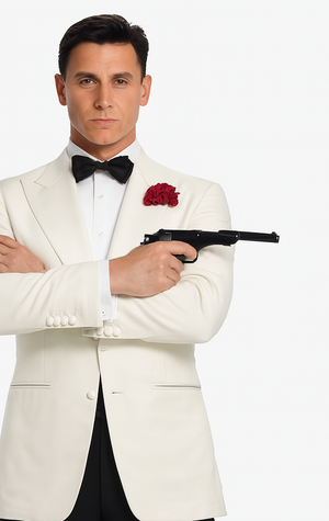 Mens James Bond White Tuxedo