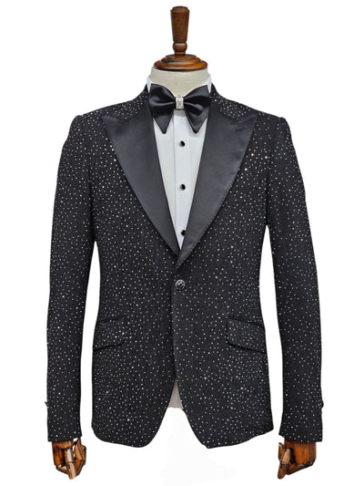 Black Sequin Tuxedo Blazer
