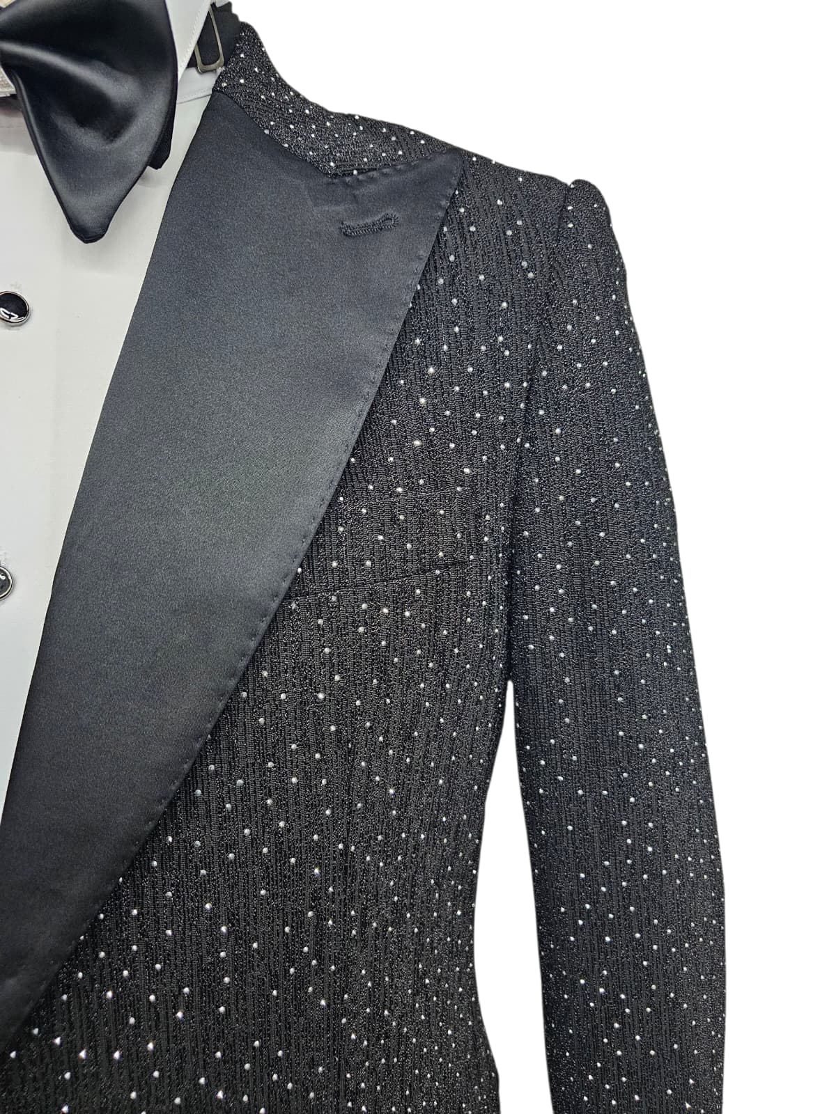 Black Sequin Tuxedo Blazer